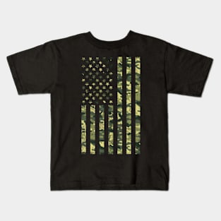 Camo American Flag Usa Camouflage Patriotic American Flag Kids T-Shirt